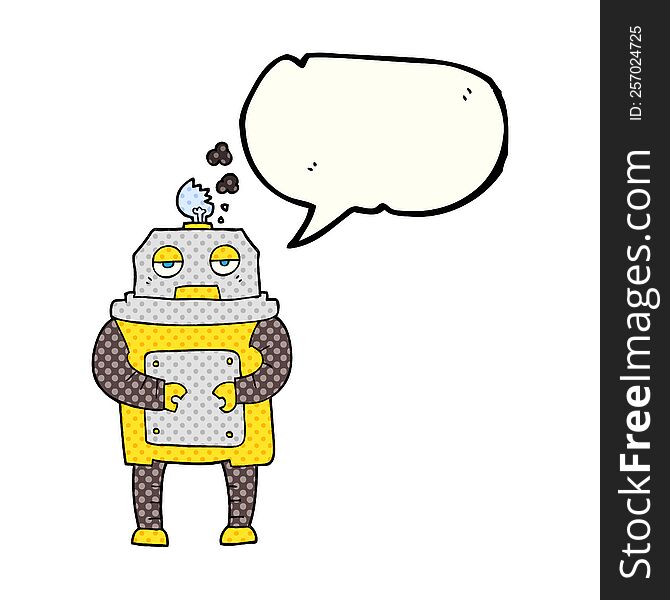 Comic Book Speech Bubble Cartoon Broken Robot