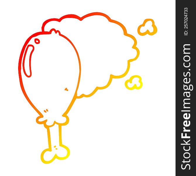 Warm Gradient Line Drawing Cartoon Chicken Leg