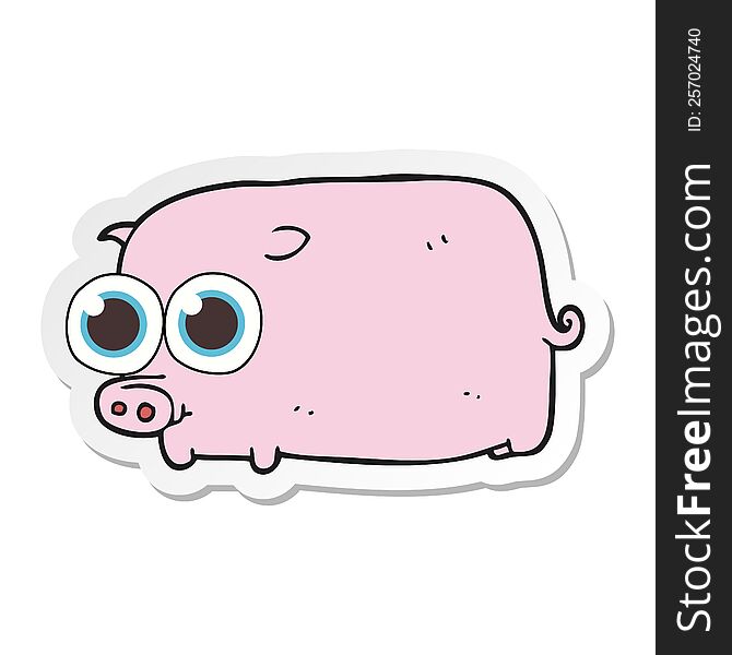 Sticker Of A Cartoon Piglet With Big Pretty Eyes