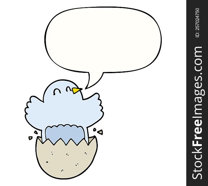 Cartoon Hatching Chicken And Speech Bubble