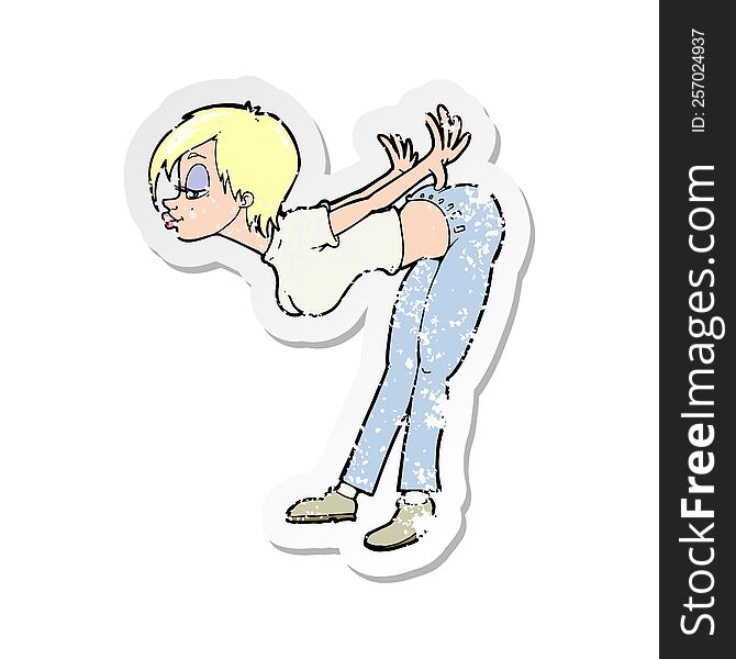 retro distressed sticker of a cartoon sexy woman