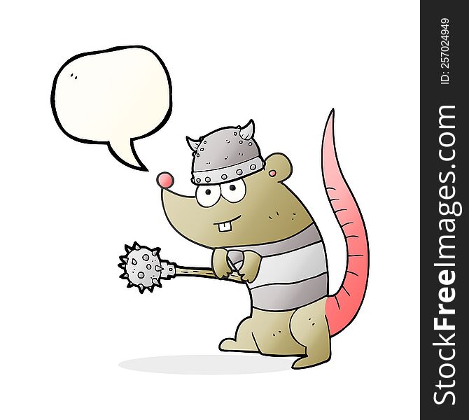 freehand drawn speech bubble cartoon rat warrior