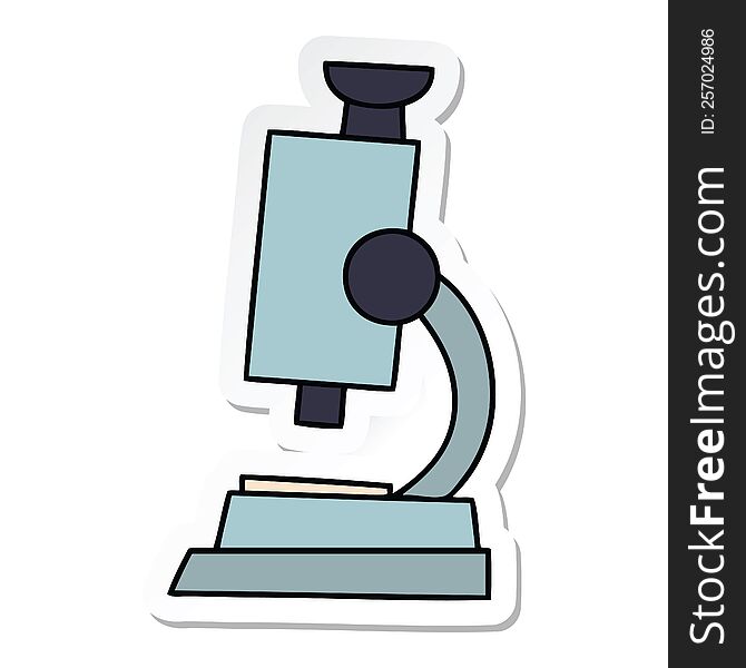 sticker of a cute cartoon science microscope