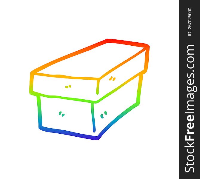 rainbow gradient line drawing of a cartoon cardboard box