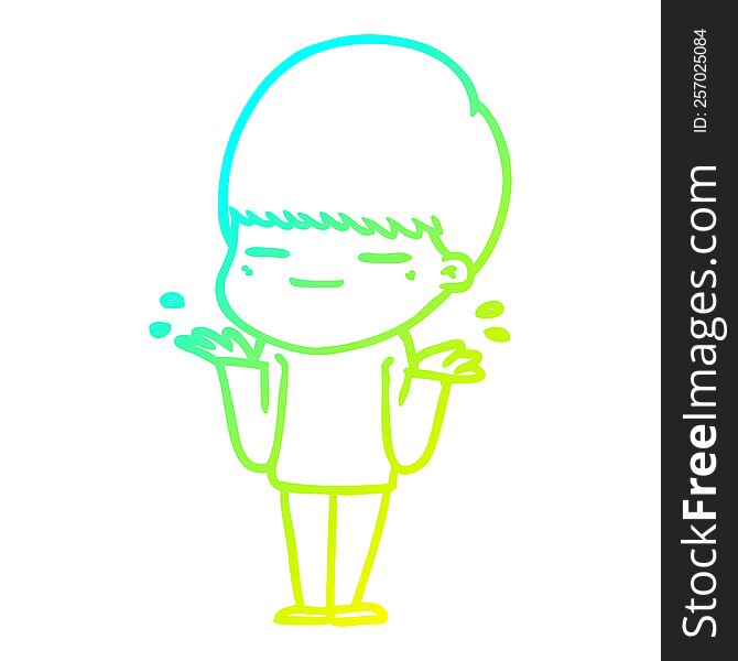 Cold Gradient Line Drawing Cartoon Smug Boy