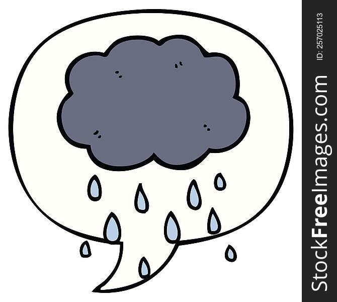 cartoon cloud raining with speech bubble. cartoon cloud raining with speech bubble