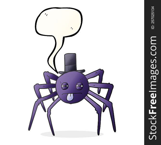 Speech Bubble Cartoon Halloween Spider In Top Hat
