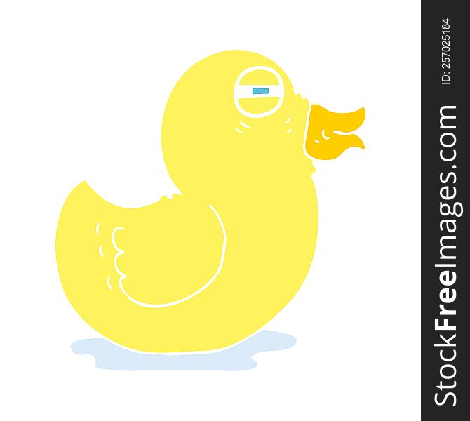 Flat Color Illustration Of A Cartoon Rubber Duck