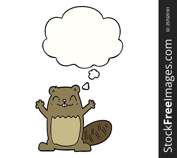Cartoon Beaver And Thought Bubble