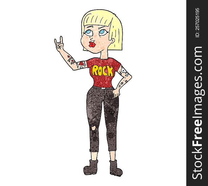 Textured Cartoon Rock Girl