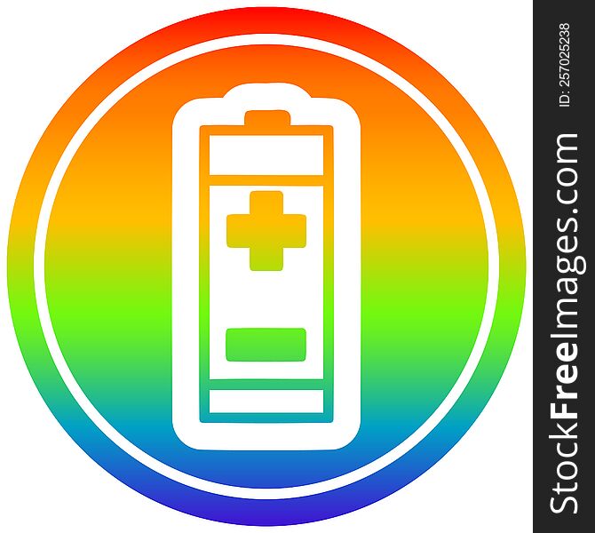 Battery Circular In Rainbow Spectrum