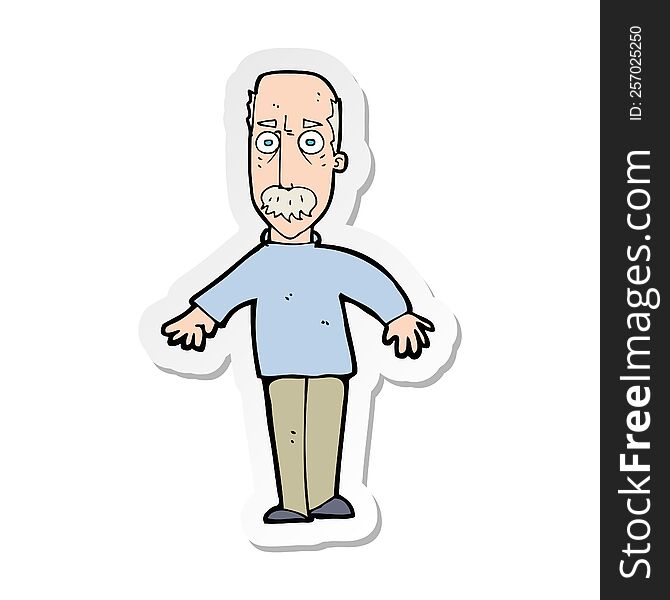 Sticker Of A Cartoon Annoyed Old Man