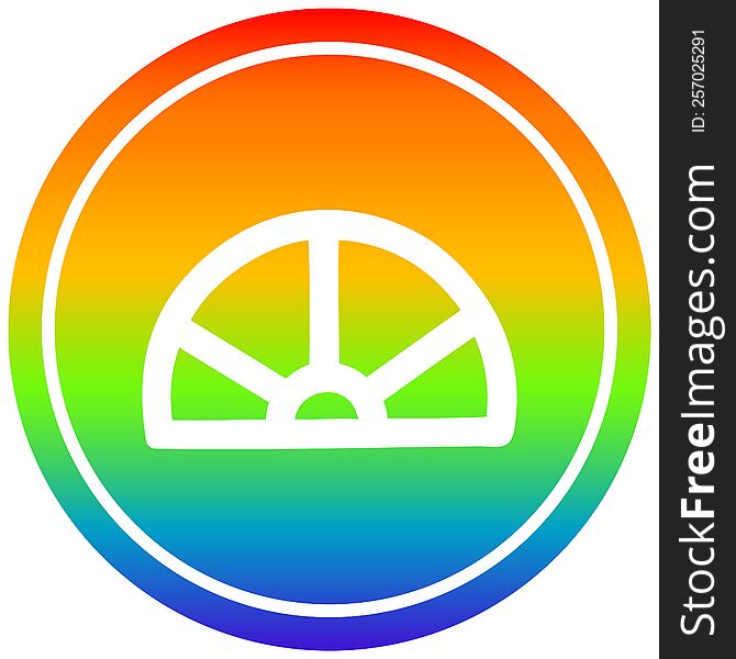 Protractor Math Equipment Circular In Rainbow Spectrum