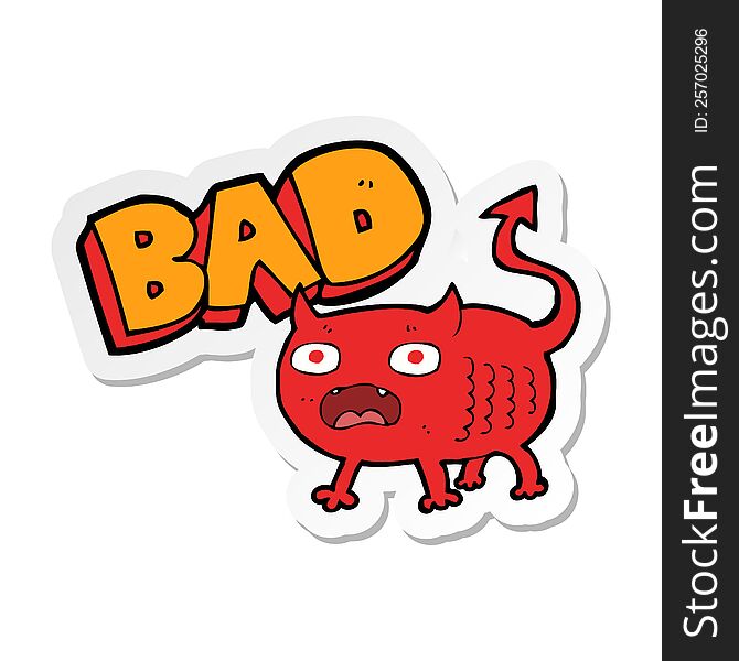 Sticker Of A Cartoon Bad Imp