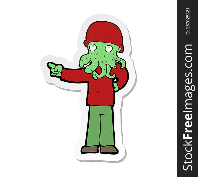 Sticker Of A Cartoon Alien Monster Man