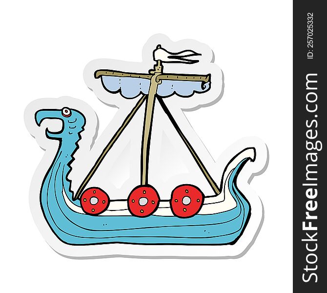 sticker of a cartoon viking ship