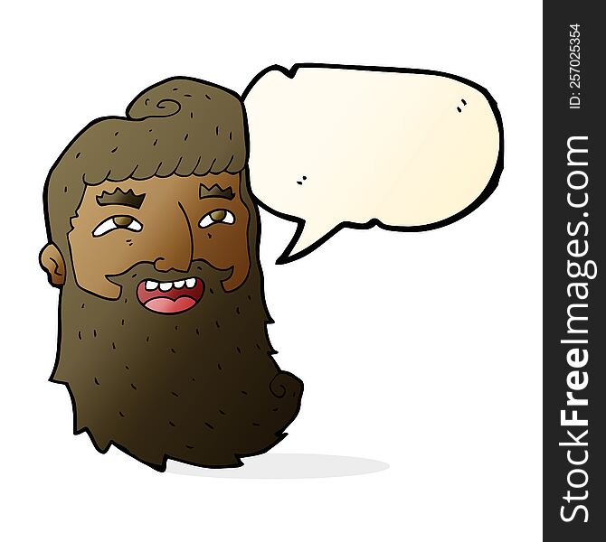 Cartoon Laughing Bearded Man With Speech Bubble