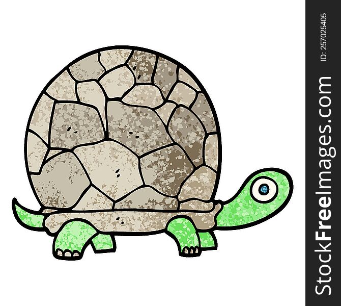 Grunge Textured Illustration Cartoon Tortoise
