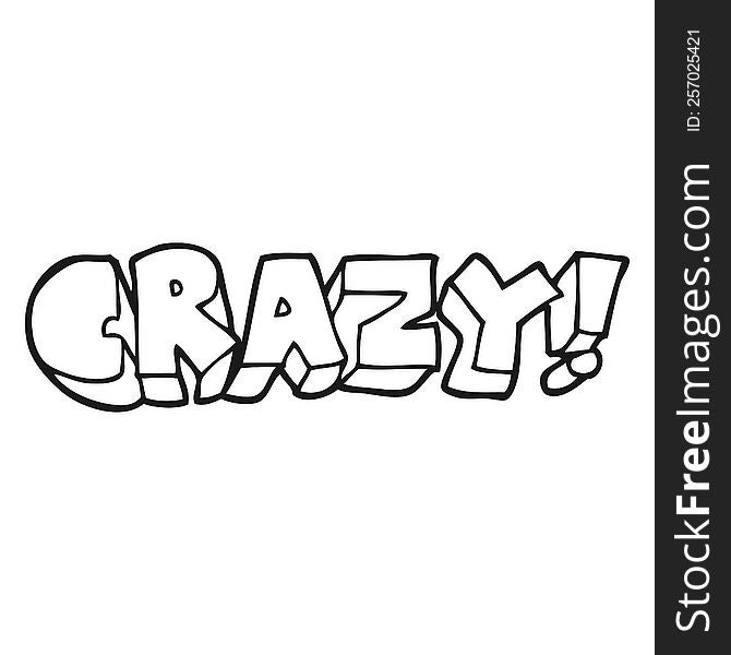 freehand drawn black and white cartoon shout crazy