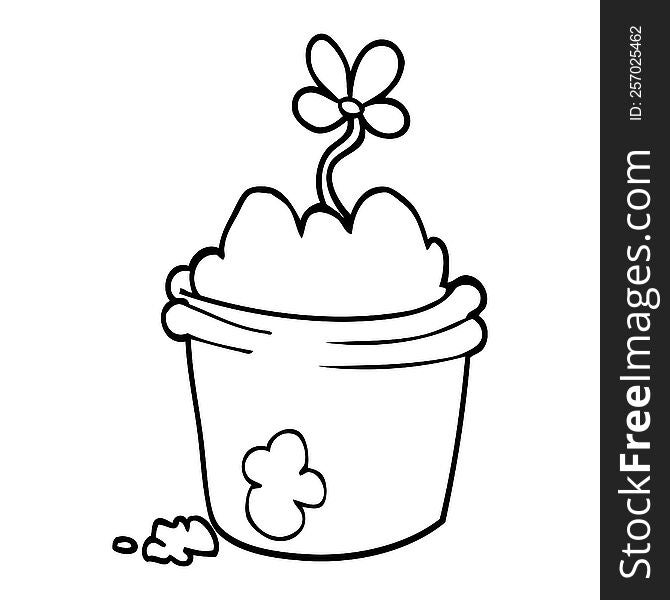 line drawing cartoon flower pot