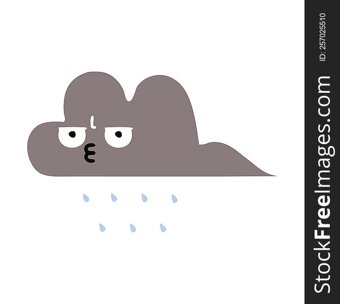 Flat Color Retro Cartoon Storm Rain Cloud