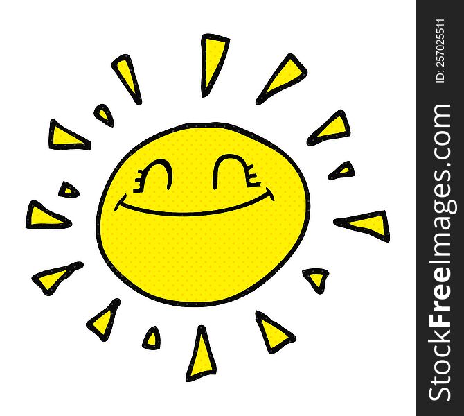 happy freehand drawn cartoon sun. happy freehand drawn cartoon sun