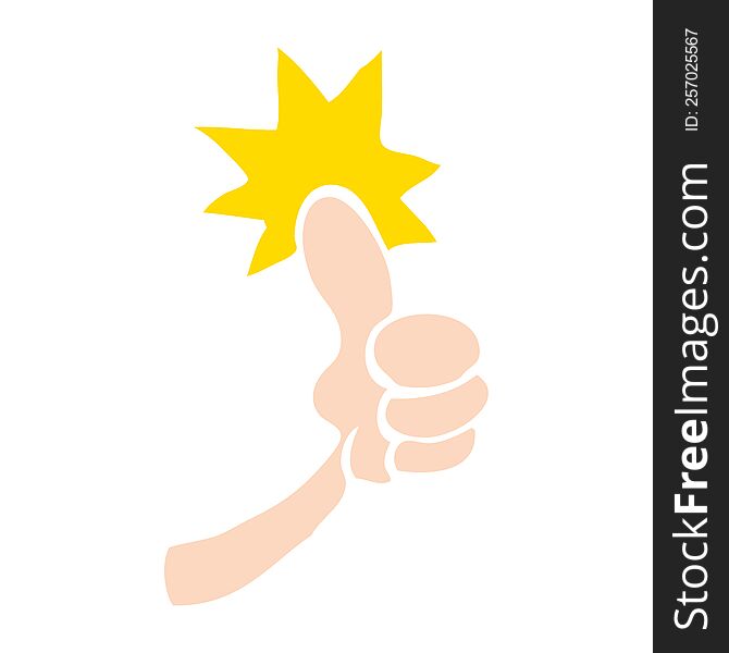 Flat Color Style Cartoon Thumbs Up Sign