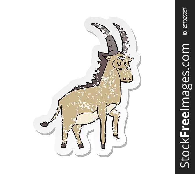 retro distressed sticker of a cartoon antelope