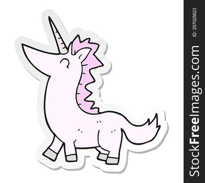 Sticker Of A Cartoon Unicorn