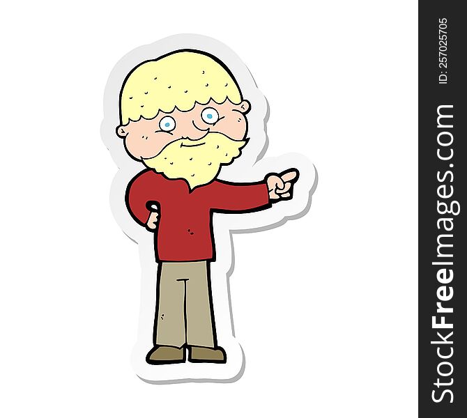 Sticker Of A Cartoon Bearded Man Pointing