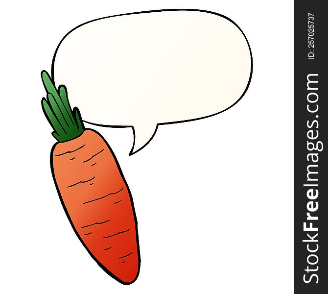 Cartoon Carrot And Speech Bubble In Smooth Gradient Style