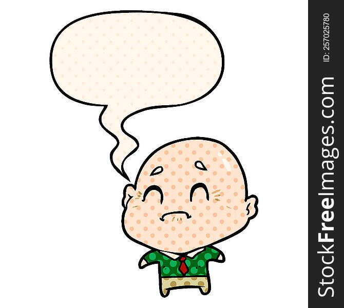 cartoon old man with speech bubble in comic book style