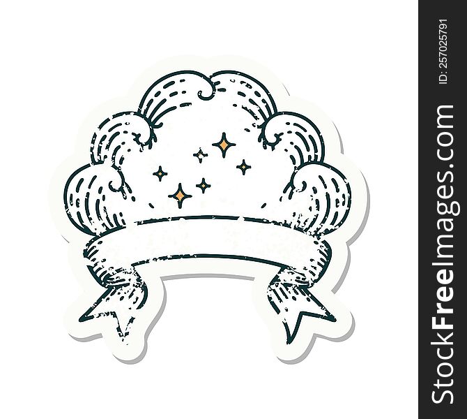 Grunge Sticker With Banner Of A Cloud