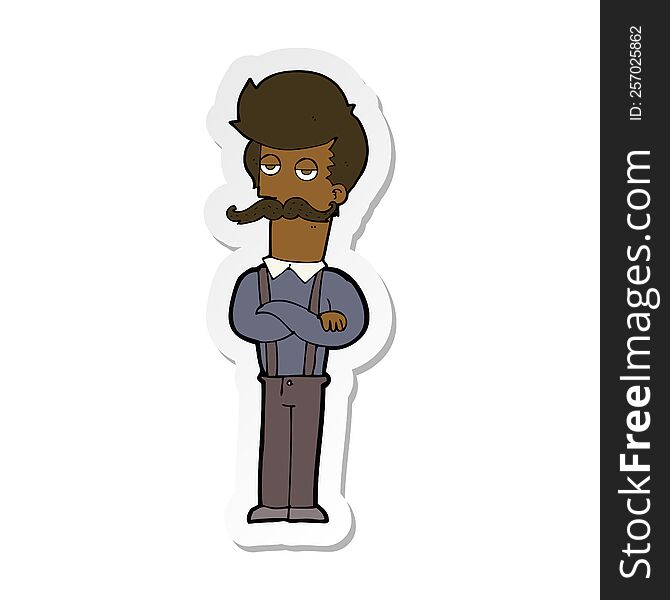 sticker of a cartoon man with mustache