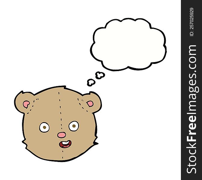 Cartoon Teddy Bear Head With Thought Bubble