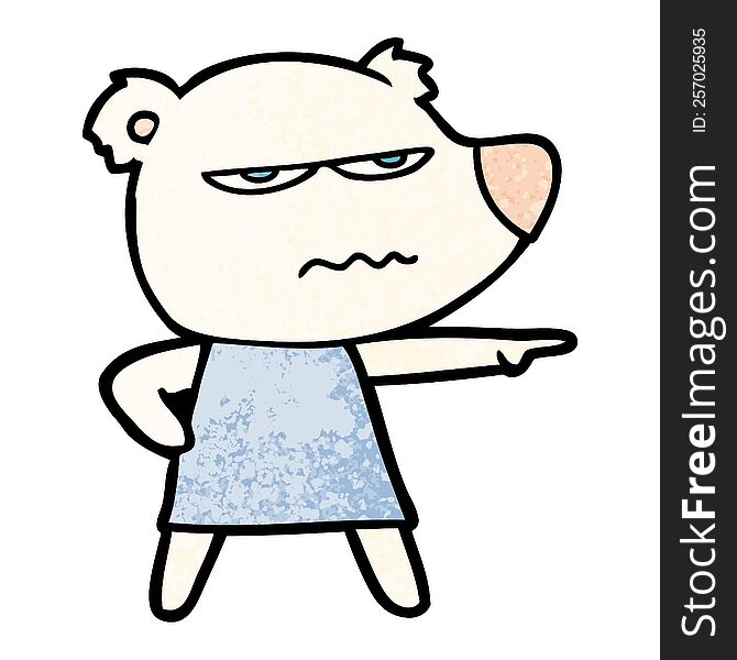 cartoon angry bear polar girl pointing. cartoon angry bear polar girl pointing