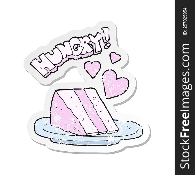 Retro Distressed Sticker Of A Cartoon Lovely Cake