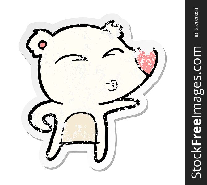 Distressed Sticker Of A Cartoon Explaining Polar Bear