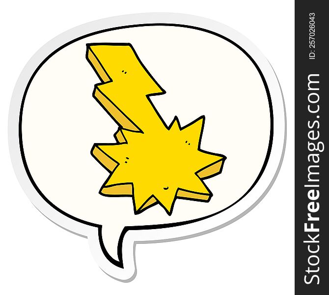 Cartoon Lightning Strike And Speech Bubble Sticker