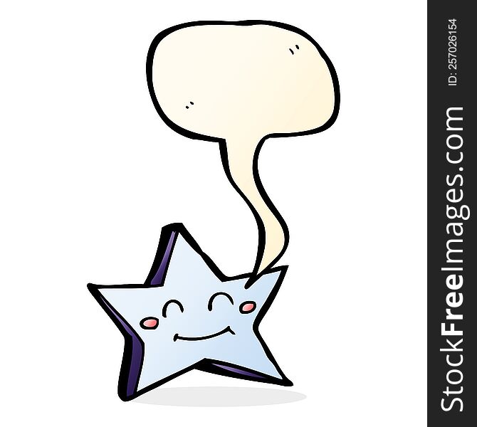 cartoon happy star character with speech bubble