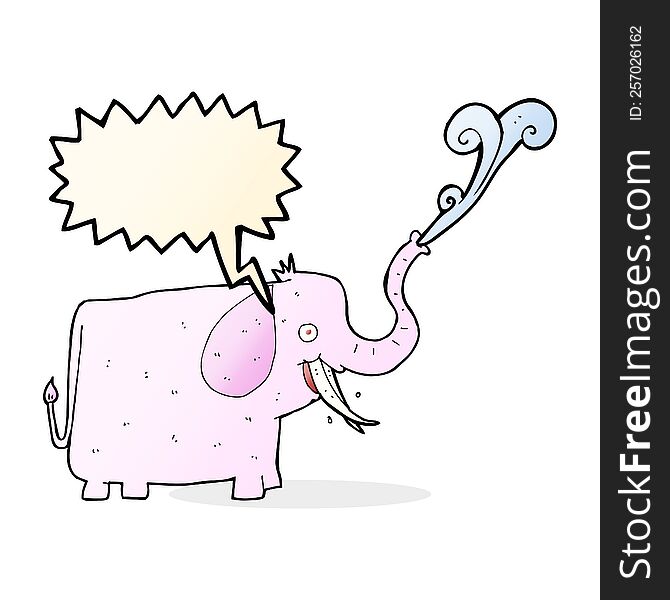 Cartoon Happy Elephant With Speech Bubble