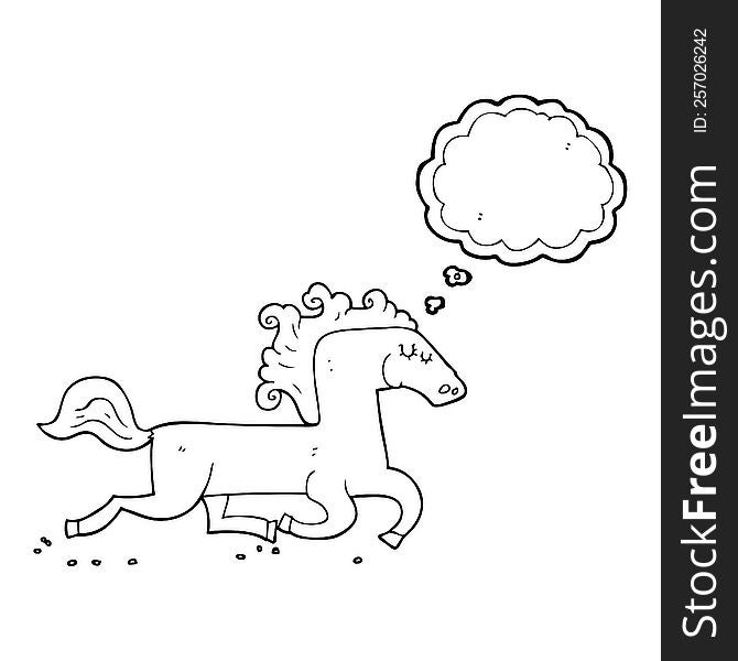 Thought Bubble Cartoon Running Horse