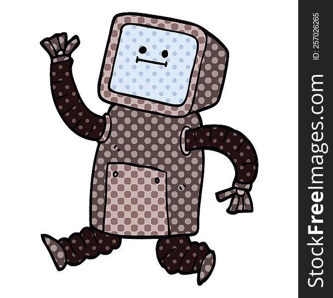 Comic Book Style Cartoon Robot Running