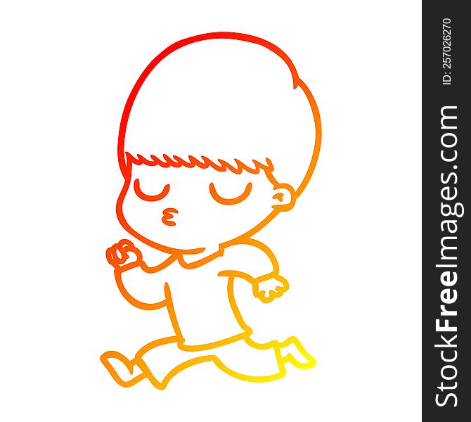 Warm Gradient Line Drawing Cartoon Calm Boy