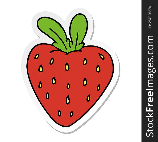 Sticker Cartoon Doodle Of A Fresh Strawberry