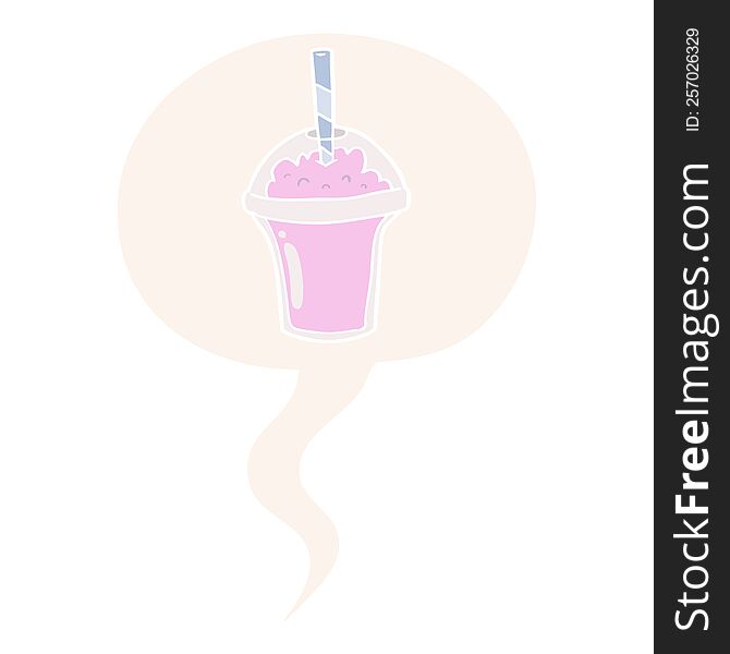 cartoon smoothie with speech bubble in retro style