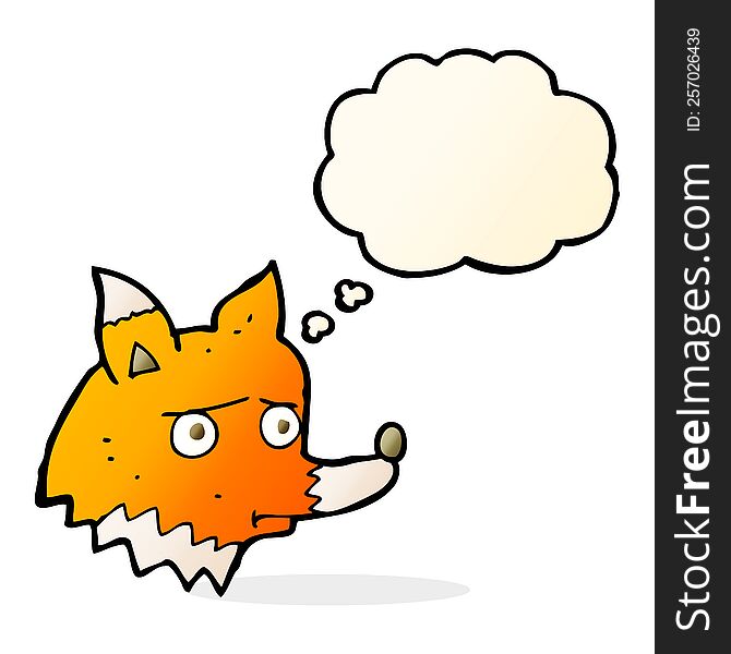 Cartoon Unhappy Fox With Thought Bubble