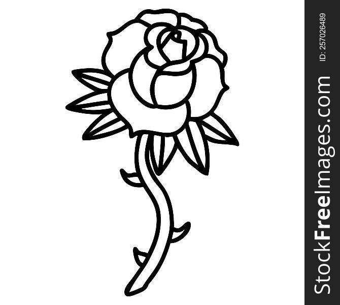 tattoo in black line style of a rose. tattoo in black line style of a rose