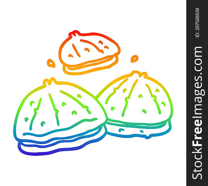 rainbow gradient line drawing cartoon fresh oysters