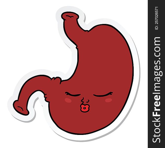 sticker of a cartoon stomach